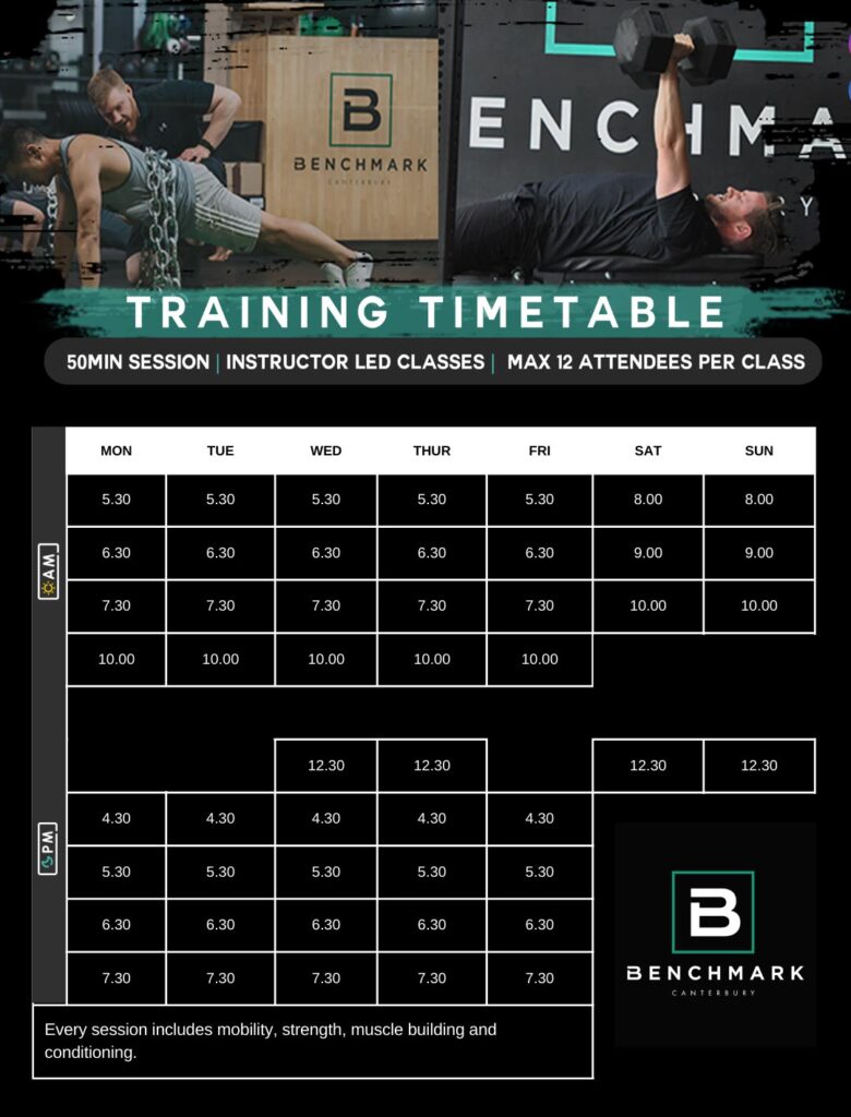 Benchmark - Gym Timetable - Athletic Group Training