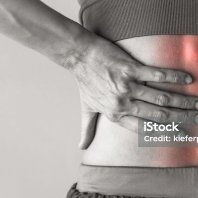 Lower back pain, red highlights